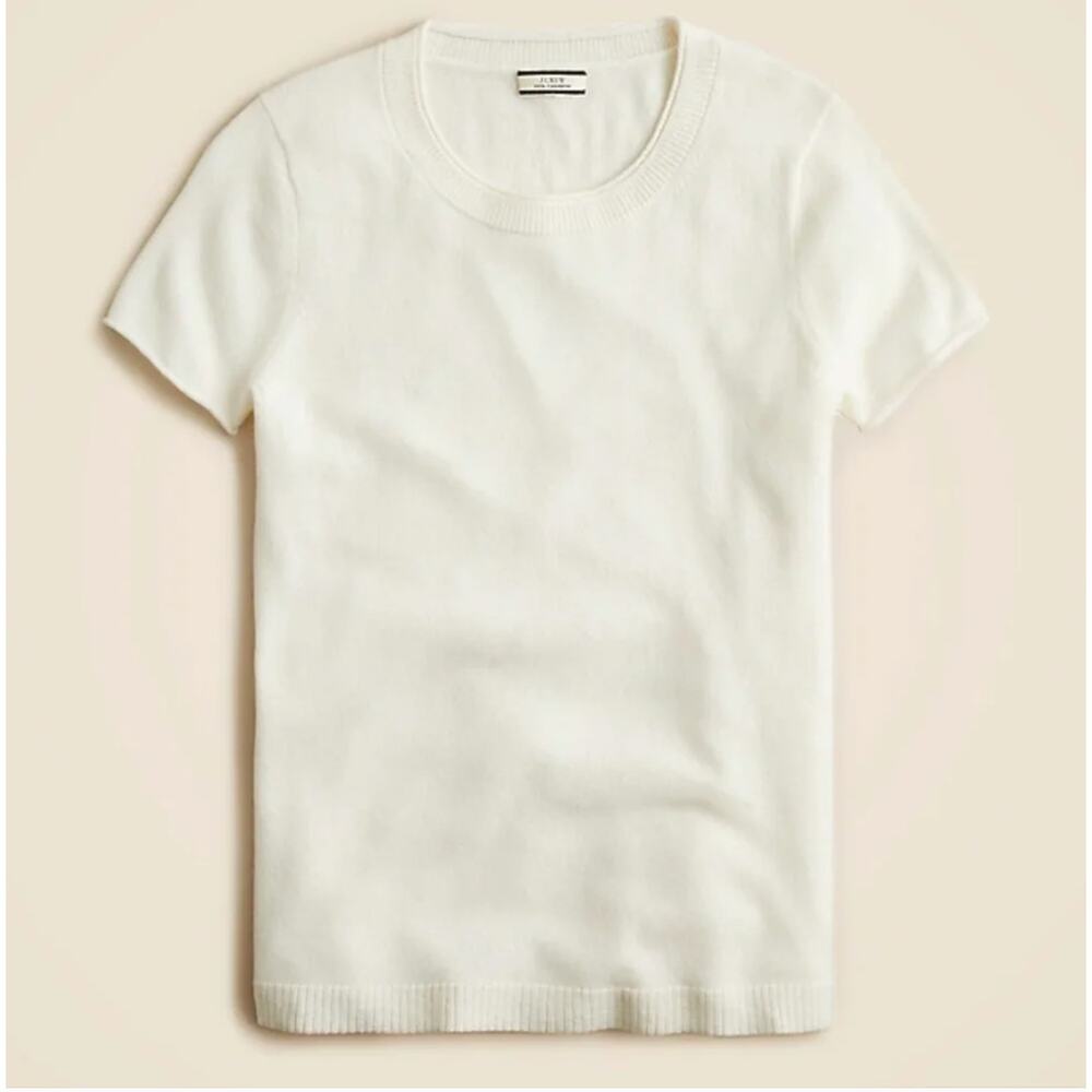 J. Crew Pure Cashmere Relaxed T-Shirt Ivory Cream BG648 Size L - Picture 3 of 14